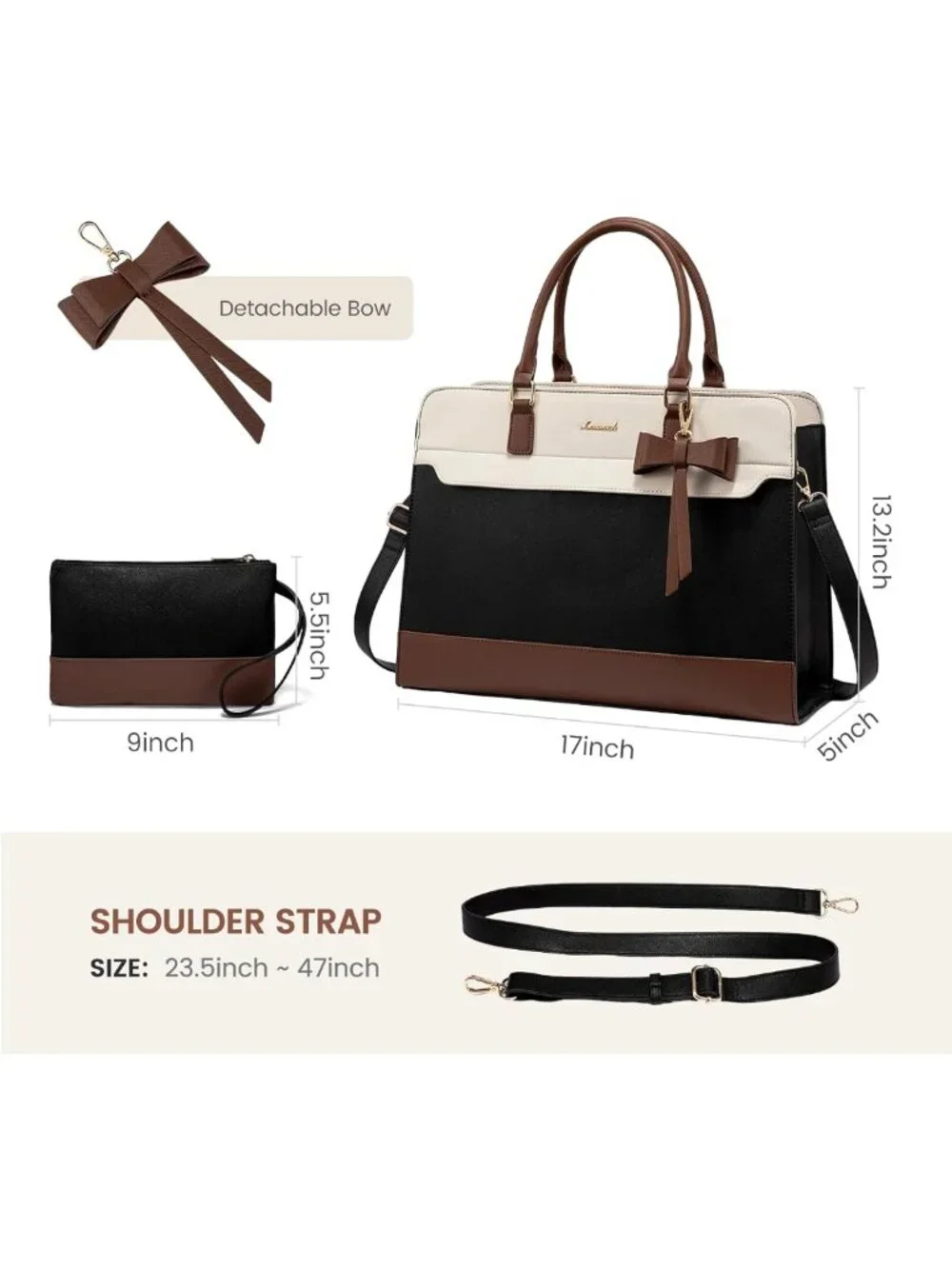 Stylish Waterproof Laptop Tote Bag for Women, Large Work Handbag & Briefcase